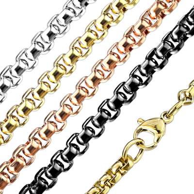 Szögletes acél lánc – szorosan összekapcsolt ovális láncszemek, fényes felület, 1,5 mm - Szín: Ezüst