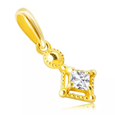 Medál 14K aranyból – apró csillogó négyzet alakú cirkónia díszes foglalatban