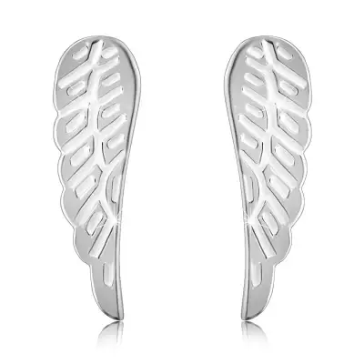 925 Ezüst fülbevaló - angyalszárnyak recézett, fényes felülettel, stekker zárral