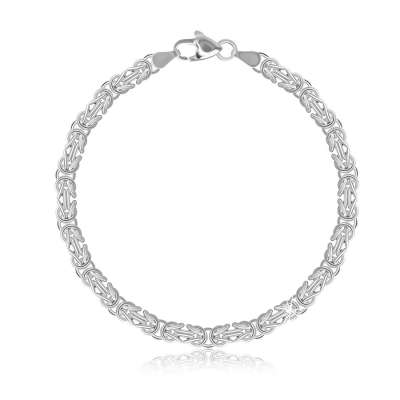 925 Ezüst karkötő - bizánci mintázattal, homár karom zárral, 4 mm