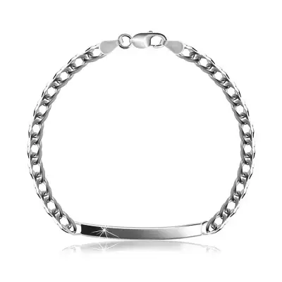 925 Ezüst karkötő - fényes vékony lemez, ovális, metszett láncszemekből