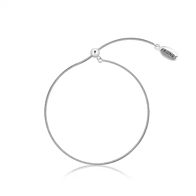 925 Ezüst karkötő, csúsztatható zárral - kígyómintás, ovális medál, „FRIENDS” (barátok) felirattal