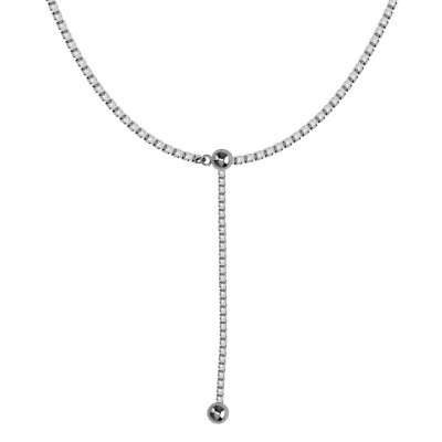 925 Ezüst nyaklánc, csúsztatható zárral - sűrűn összekapcsolt négyzet alakú láncszemekkel, fényes gyöngyökkel