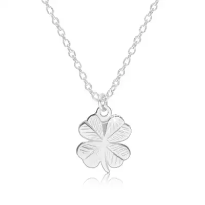 925 ezüst nyaklánc - fényes négylevelű lóhere díszes bemetszésekkel a levelein