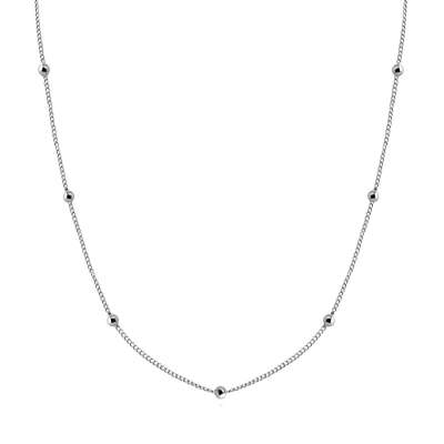 925 Ezüst nyaklánc - lánc kerek láncszemekből, fényes gyöngyökkel