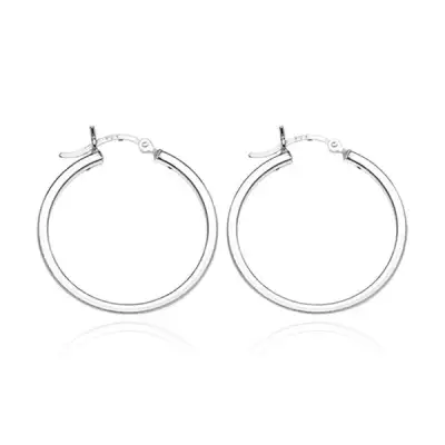 Kerek 925 ezüst fülbevaló - négyszögletes forma, 16 mm