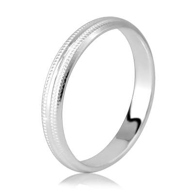 Gyűrű 925 ezüstből - két fényes csík és recézett szélekkel, 3 mm - Nagyság_ 67