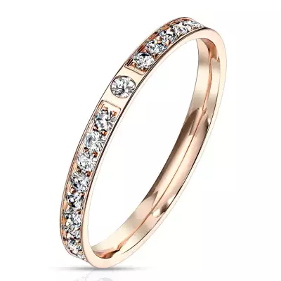 Gyűrű acélból - Vállai domború cirkóniával kirakva díszítik középen kerek cirkóniával - Nagyság_ 52