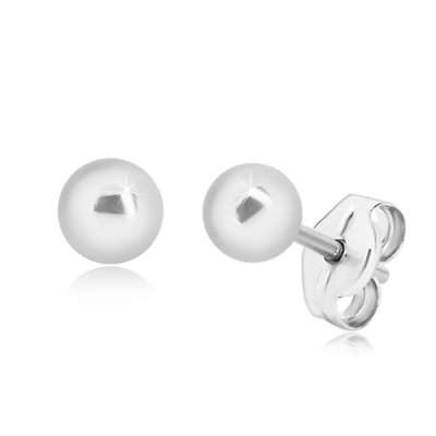 Beszúrós fülbevaló, 925 ezüst - golyó, sima és fényes felület, 4 mm