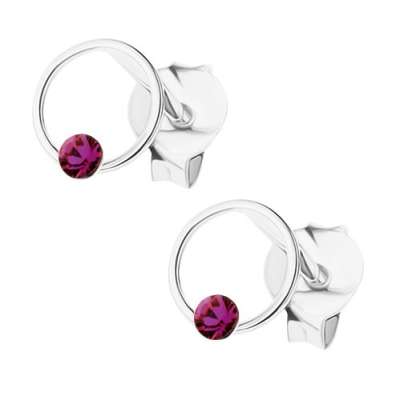 925 ezüst fülbevaló, karika Swarovski kristállyal