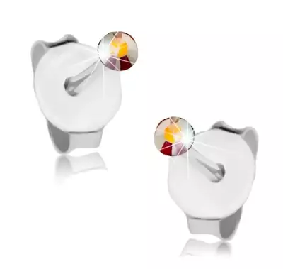 925 ezüst fülbevaló, apró Swarovski kristály szivárvány színben