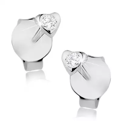 925 ezüst fülbevaló, apró fényes szív, átlátszó Swarovski kristály