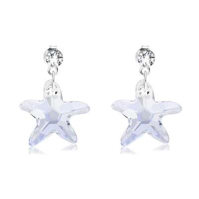 Fülbevaló 925 ezüstből, átlátszó Swarovski csillag enyhe kék beütéssel