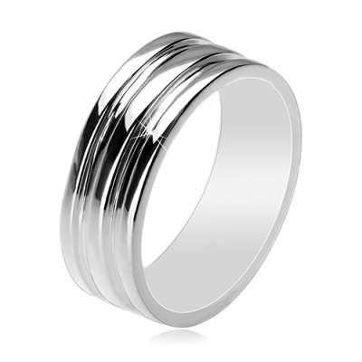 925 ezüst gyűrű - gyűrű két mélyített sávval, 8 mm - Nagyság_ 56