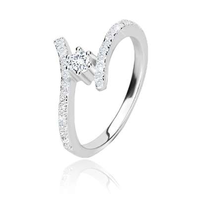 925 ezüst gyűrű - csillogó íves sín, kristálytiszta kerek cirkónia foglalatban - Nagyság_ 51