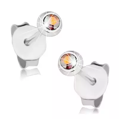 925 ezüst fülbevaló, apró szivárvány Swarovski kristály a foglalatban