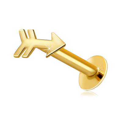 14K sárga arany ajak- és áll piercing - nyíl motívummal