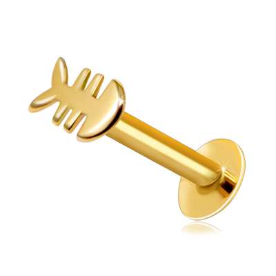 14K sárga arany ajak és áll piercing - lapos hal csontváz