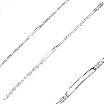 925 ezüst karkötő - fényes lemez, lánc figaró mintával