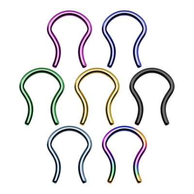 316L acél orr piercing - patkó meghosszabbított vállakkal, különböző színekben - Szín: Sarki fény