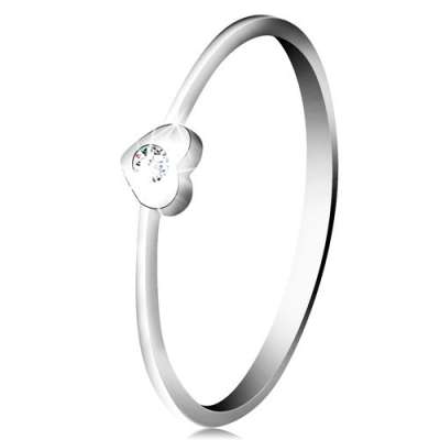 9K fehér arany gyémánt gyűrű - szív átlátszó briliánssal - Nagyság_ 56