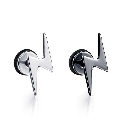 316L acél álfültágító – villám motívum, többféle színben - Szín: Fekete 