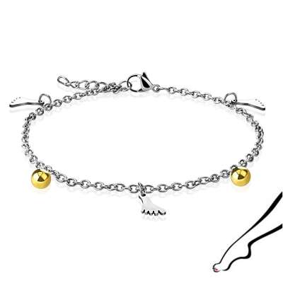 Acél bokalánc - lábfej és gyöngyök, két színben