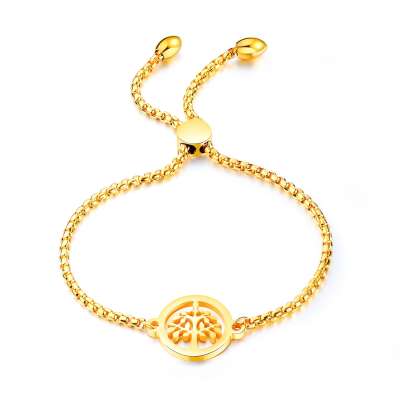 Állítható acél karkötő – életfa gyűrűben, arany színben