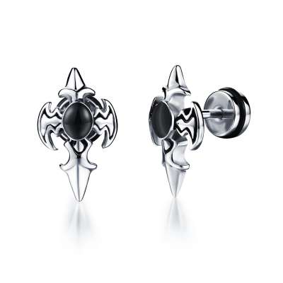 Acél álfültágító - alabárd, fekete díszítéssel, ezüst színben