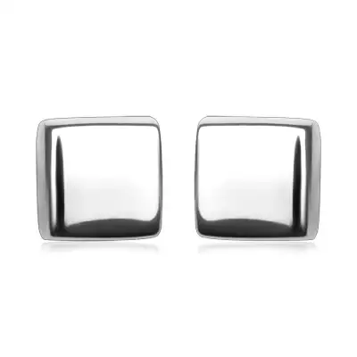 585 Fehér arany fülbevaló- egy fényes négyzet, stekkeres rögzítéssel