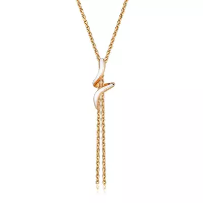 925 Ezüst nyaklánc – réz színű, spirálvonal, fehér mázzal