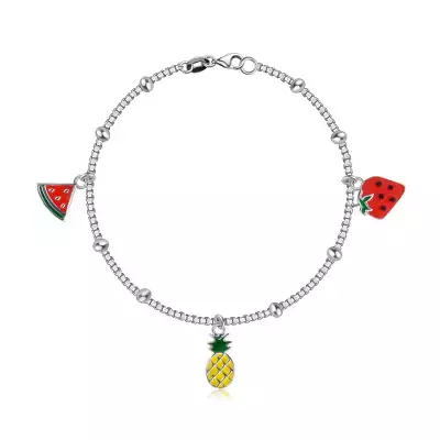 925 ezüst gyermek karkötő – dinnye, ananász és eper formájú medálok