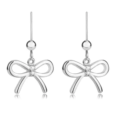 925 ezüst fülbevaló – masnik lógó szalagokkal, két átlátszó gyémánt a közepén, afrikai akasztó 