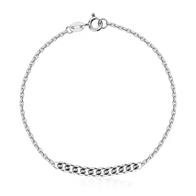 925 ezüst karkötő - fazettált ovális láncszemek sora