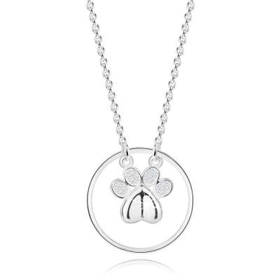 925 ezüst nyaklánc - szív alakú mancs, vékony körben, kerek cirkóniákkal