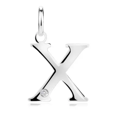 Gyémánt medál 925 ezüstből – nagy X betűvel, kerek briliáns