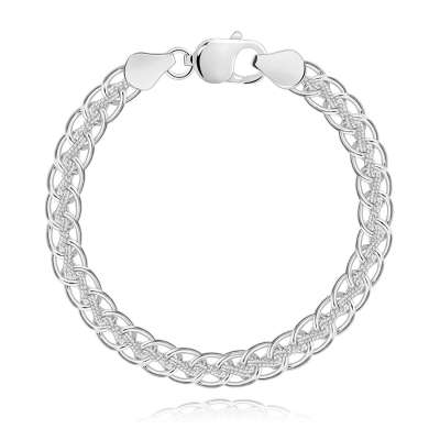 925 Ezüst karkötő – fonat, ovális láncszemek, vékony lánc