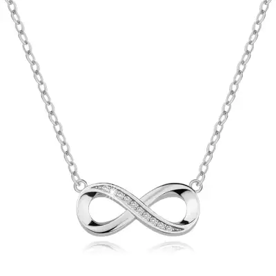 925 ezüst nyaklánc - Végtelen szimbólum kerek cirkóniákkal