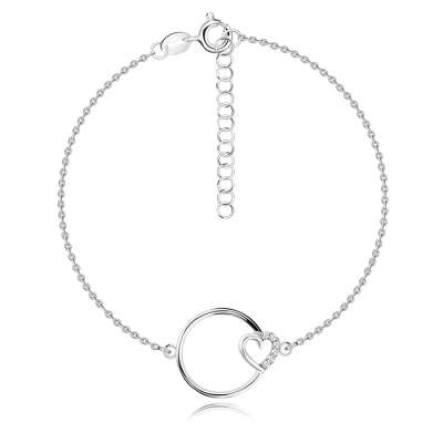 925 ezüst karkötő - kör körvonal, szív kontúr, kerek cirkóniák