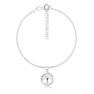 925 Ezüst karkötő - életfa, vékony lánc, állítható