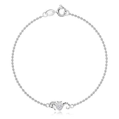 925 ezüst karkötő - csikóhal, hasán átlátszó cirkóniákkal