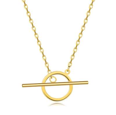 585 sárga arany nyaklánc - kör kontúr, sima rúddal