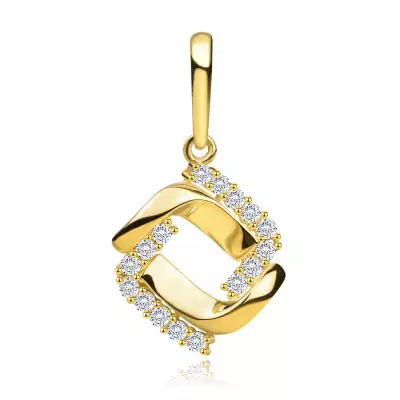 9K sárga arany medál  - összeillesztett téglalap alakú szegmensek, cirkóniák