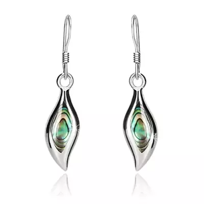 925 ezüst fülbevaló, hullámos magszem, abalone kagyló, fényes keret