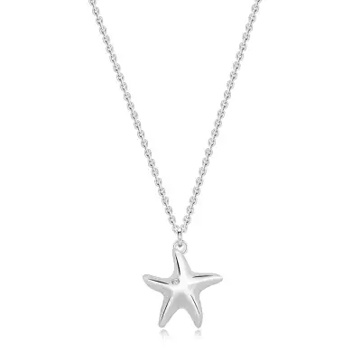 925 ezüst nyaklánc - tengeri csillag motívum, átlátszó briliáns