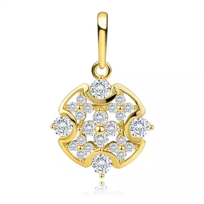 585 sárga arany kerek medál - átlátszó cirkóniák körben, kivágásokkal