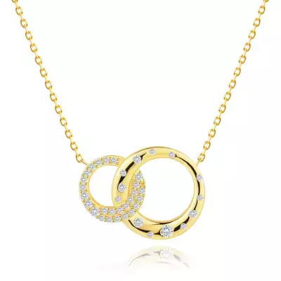 585 sárga arany nyaklánc - átfűzött karikák átlátszó cirkóniákkal