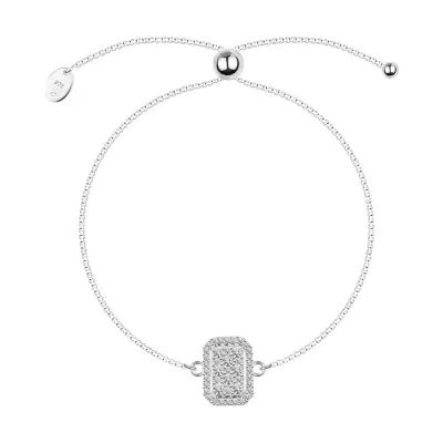 925 ezüst karkötő - lapos téglalap, kerek cirkóniák, állítható