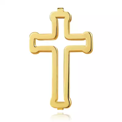 9K sárga arany medál - kereszt dupla körvonal, a végén meghosszabbítással