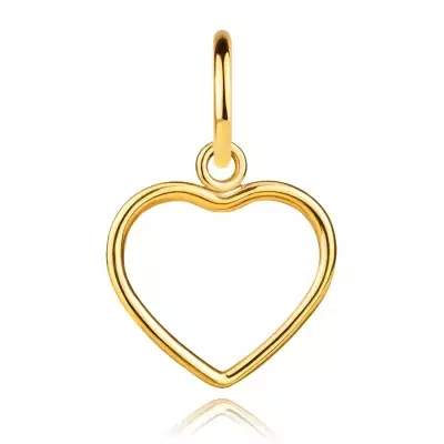 585 sárga arany medál - szimmetrikus szív körvonal, sima felület